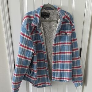 True Grit Men's Red and Blue Plaid Shirt Jacket, Size XL
